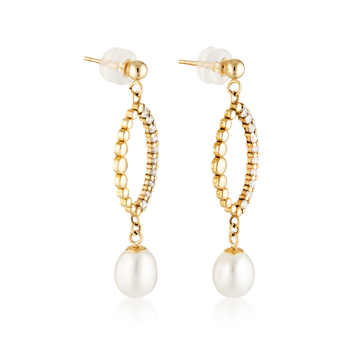 SUNDROP diamond and pearl earrings