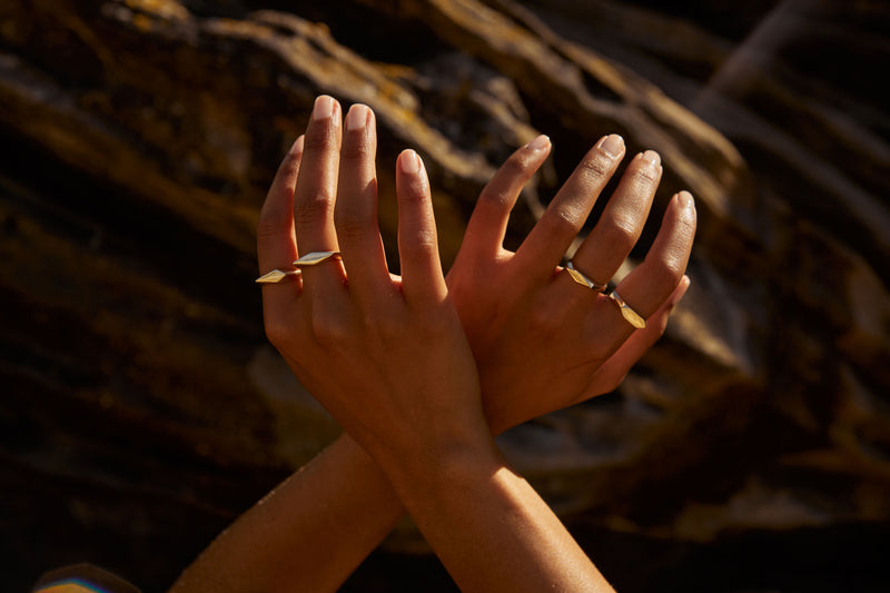 Gold Signet Ring 003 (wide diamond)